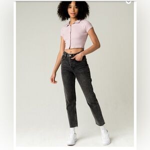 FULL TILT Button Front Womens Lavender Crop Polo Shirt new with tags size XS